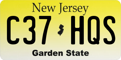 NJ license plate C37HQS
