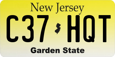NJ license plate C37HQT
