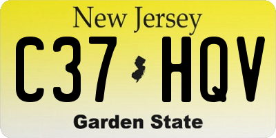 NJ license plate C37HQV