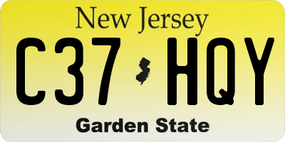 NJ license plate C37HQY