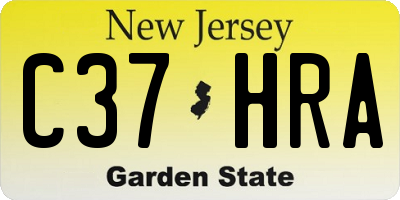 NJ license plate C37HRA