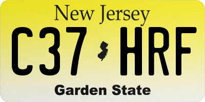 NJ license plate C37HRF