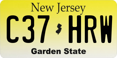 NJ license plate C37HRW