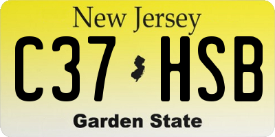 NJ license plate C37HSB