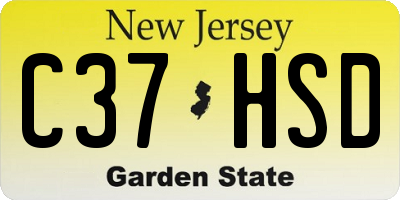 NJ license plate C37HSD