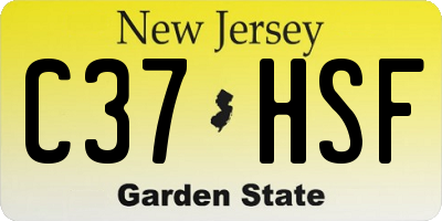 NJ license plate C37HSF