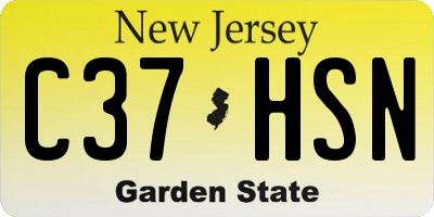 NJ license plate C37HSN