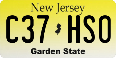 NJ license plate C37HSO