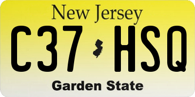 NJ license plate C37HSQ