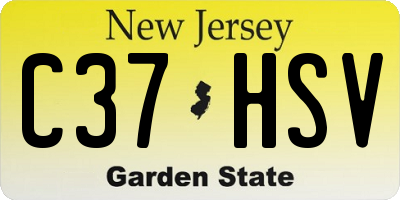 NJ license plate C37HSV
