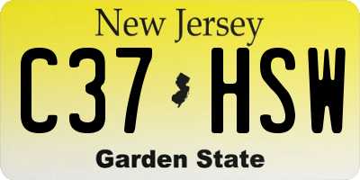 NJ license plate C37HSW