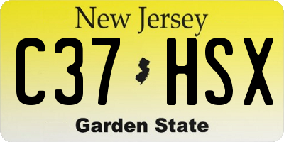 NJ license plate C37HSX