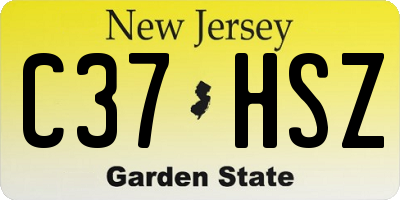 NJ license plate C37HSZ
