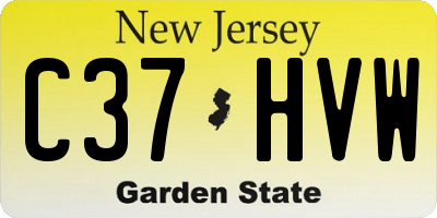 NJ license plate C37HVW