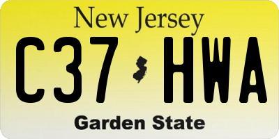 NJ license plate C37HWA
