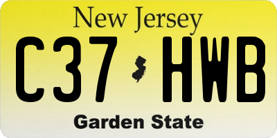 NJ license plate C37HWB
