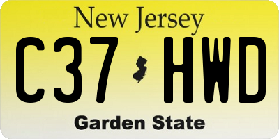NJ license plate C37HWD