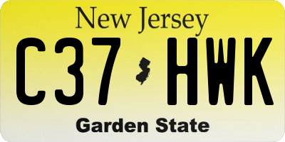 NJ license plate C37HWK