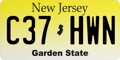 NJ license plate C37HWN