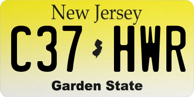NJ license plate C37HWR
