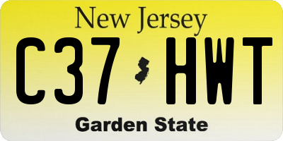 NJ license plate C37HWT