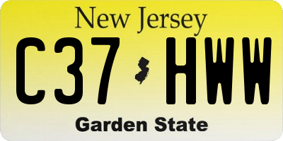 NJ license plate C37HWW