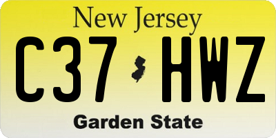 NJ license plate C37HWZ