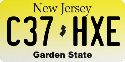 NJ license plate C37HXE