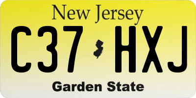 NJ license plate C37HXJ
