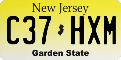 NJ license plate C37HXM