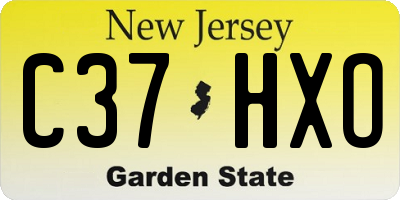 NJ license plate C37HXO