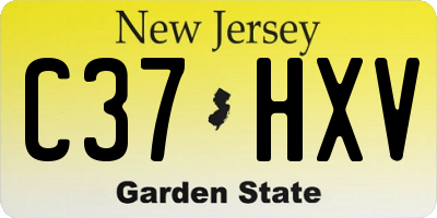NJ license plate C37HXV