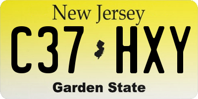 NJ license plate C37HXY