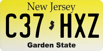 NJ license plate C37HXZ