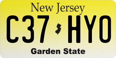 NJ license plate C37HYO