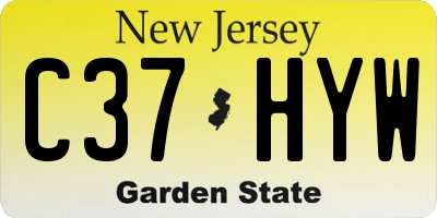 NJ license plate C37HYW