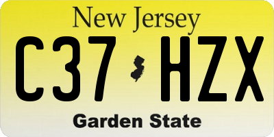 NJ license plate C37HZX