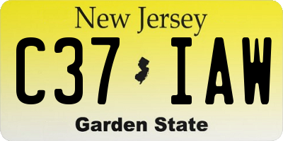 NJ license plate C37IAW