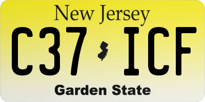 NJ license plate C37ICF