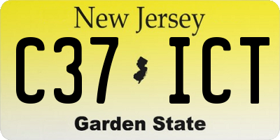 NJ license plate C37ICT