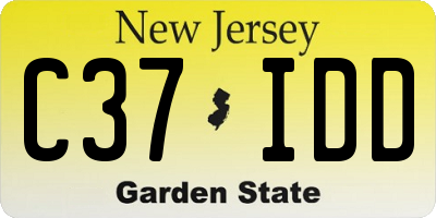 NJ license plate C37IDD