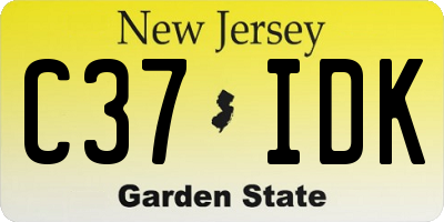 NJ license plate C37IDK