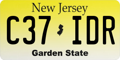 NJ license plate C37IDR
