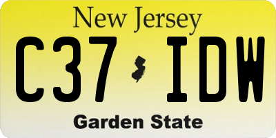 NJ license plate C37IDW
