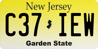 NJ license plate C37IEW