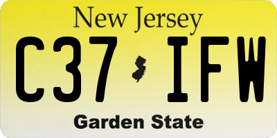 NJ license plate C37IFW
