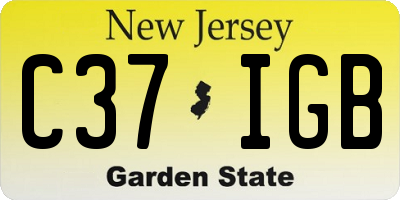 NJ license plate C37IGB