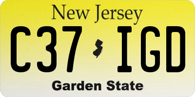 NJ license plate C37IGD