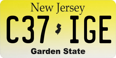 NJ license plate C37IGE