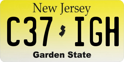 NJ license plate C37IGH